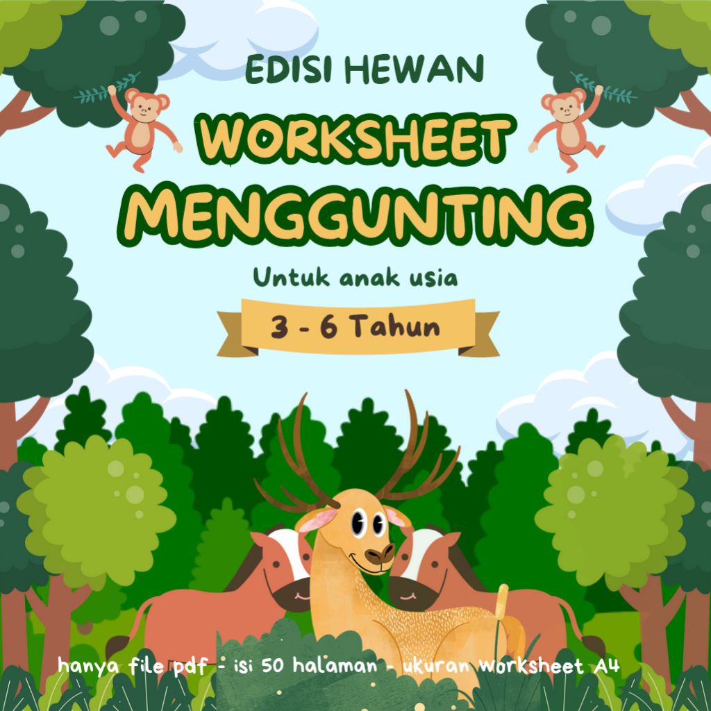 Worksheet Menggunting Anak TK & PAUD | 50 Halaman File PDF Seru & Edukatif
