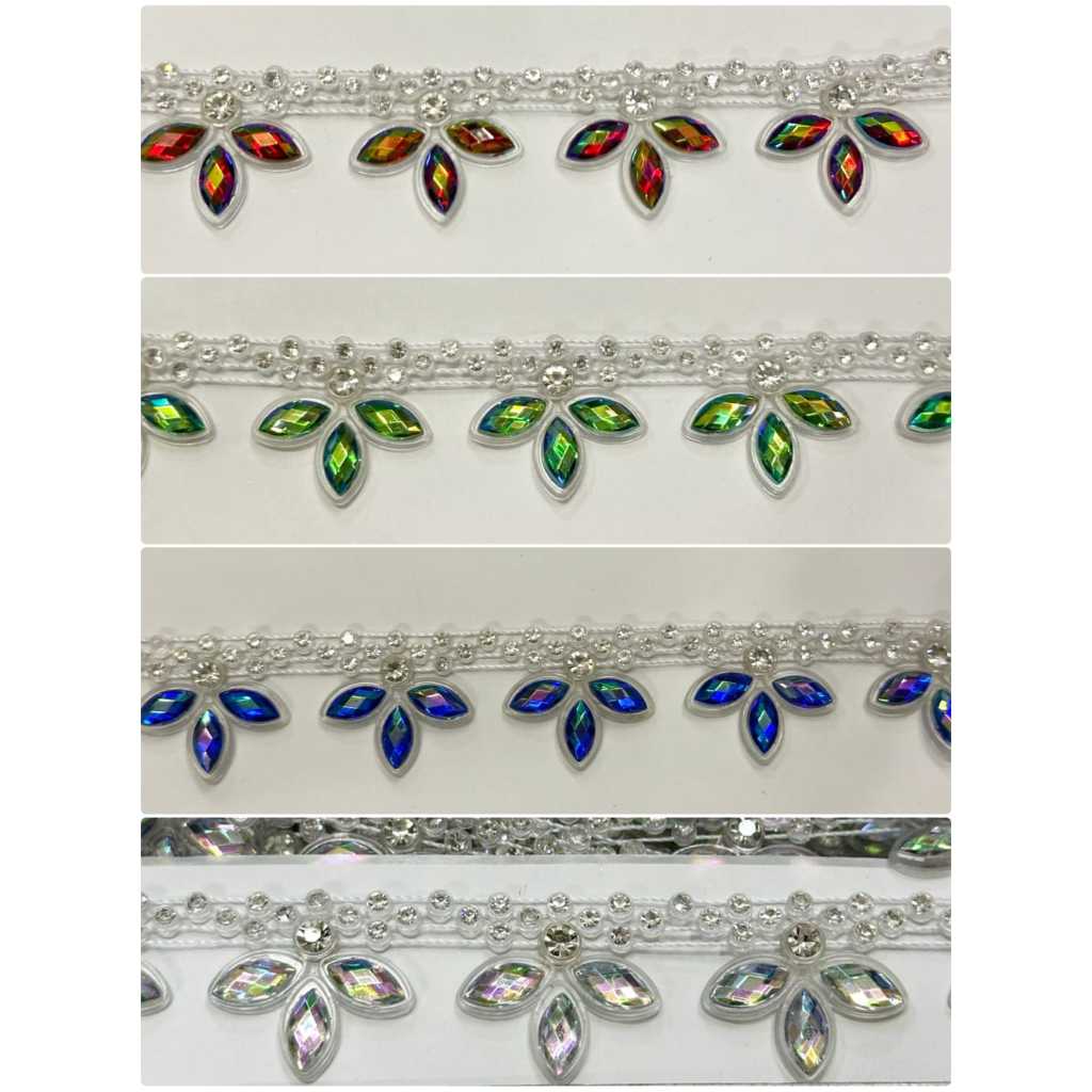 [PER PAPAN] Aplikasi Payet Meteran Hiasan Pinggang Baju Tipe 3 Mata / Aplikasi Fantasi Renteng Akses