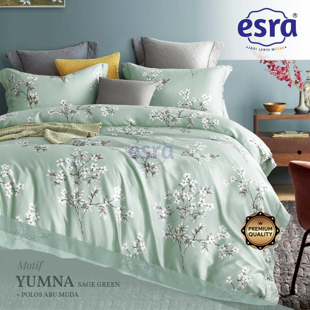 SPREI MOTIF YUMNA SAGE GREEN MERK ESRA