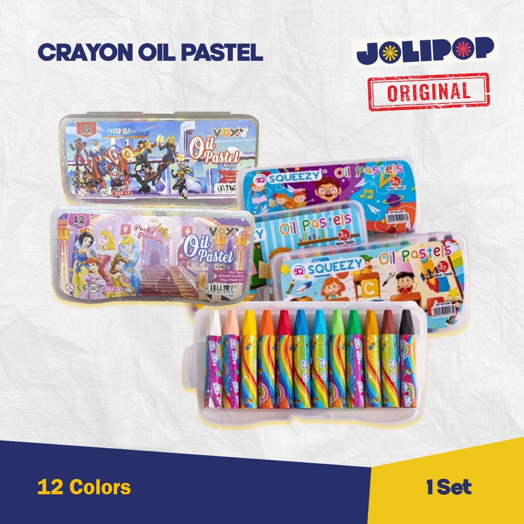 

1 Set isi 12 Warna Crayon Oil Pastel / Crayon Mewarnai / Crayon Kartun