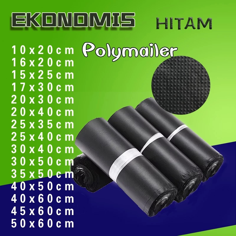 

Polymailer Hitam 17x30 SEMI GLOSSY Isi ±100 pcs / Plastic Packing Murah Online Shop