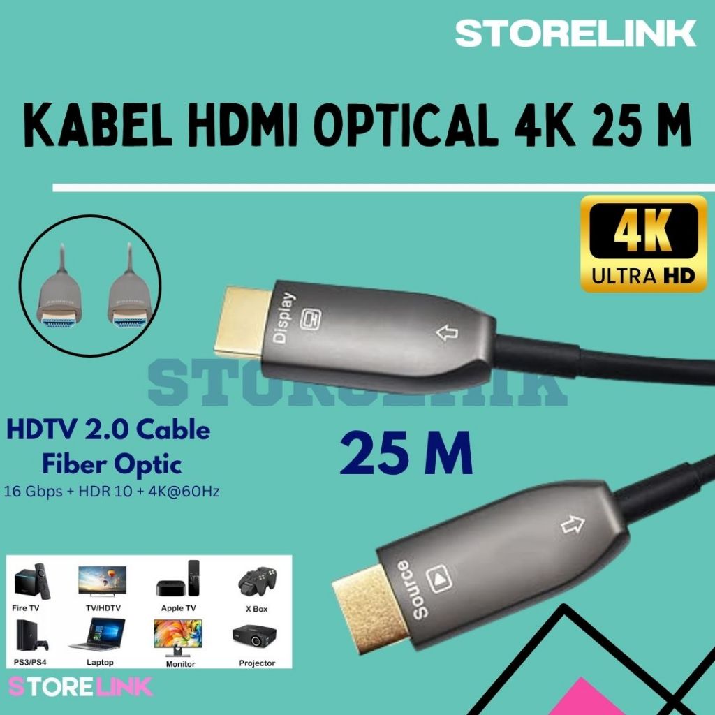 kabel hdmi optical 4k 25 meter indobestlink - cable hdmi 4k fiber optic 25meter / kabel hdmi 4k opti