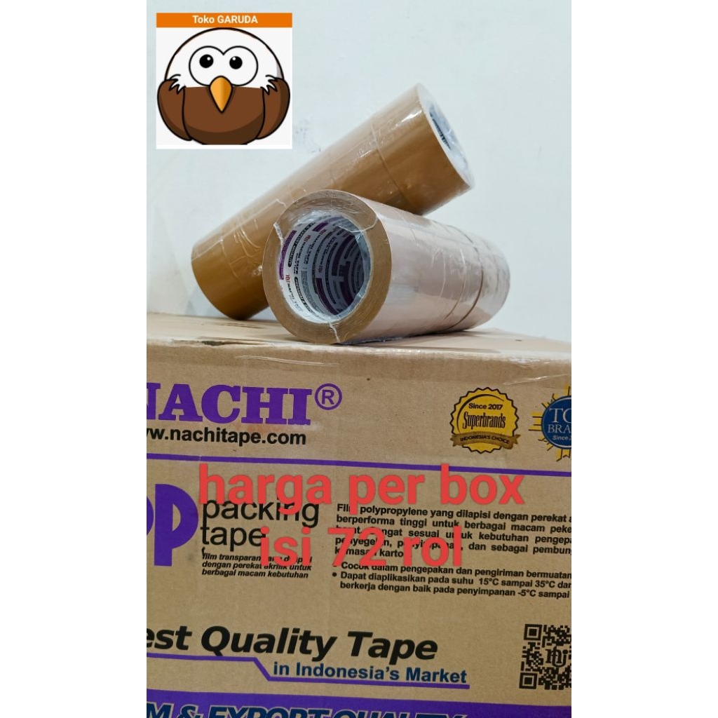 

KHUSUS EKSPEDISI SELAIN INSTAN Lakban Nachi COKLAT 1 KARTON ISI 72 ROL (CORE UNGU, TERPANJANG)
