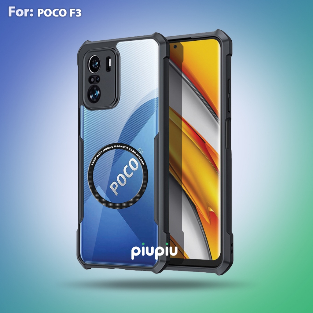 Case Poco F3 Casing Transparan With Ring Magnetic