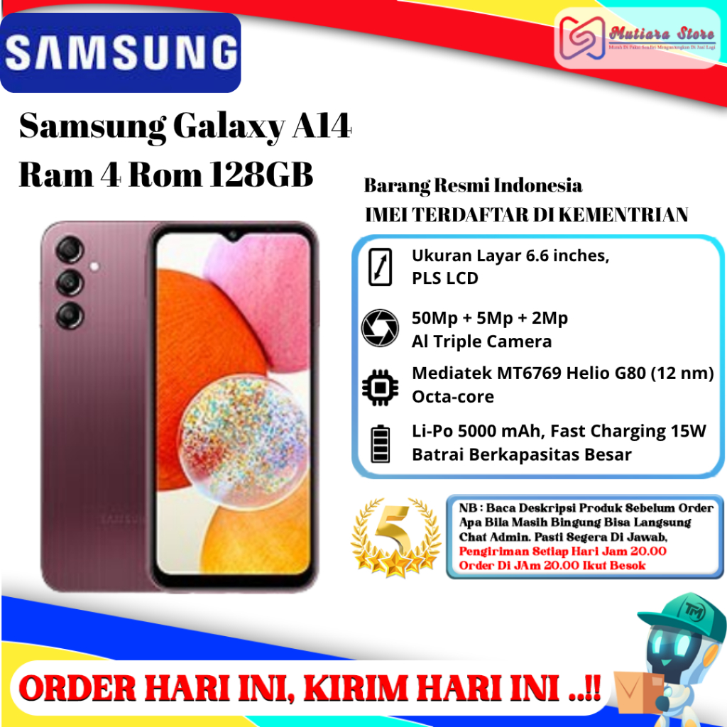 Samsung A14 4G Ram 4GB | 6GB Rom 128GB