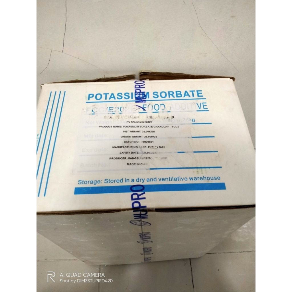 

PENGAWET BAHAN BAKSO CILOK PEMPEK MIE DLL 1 KG / POTASSIUM SORBATE MUPRO