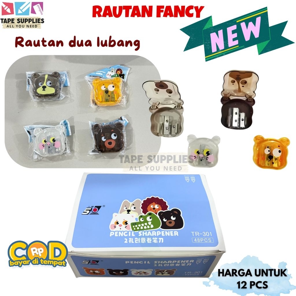 

(12 PCS BISA COD!!) Rautan FANCY Dua Lubang / Serutan Anak Sekolah BERUANG, CAPYBARA