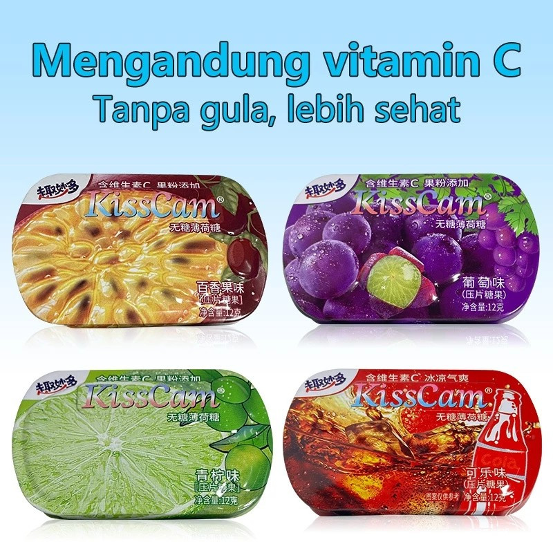 

[HALAL] Permen Candy Viral KISSCAM Segar Manis Bebas Gula BPOM Food Makanan Cemilan Candy Snack Berbagai rasa