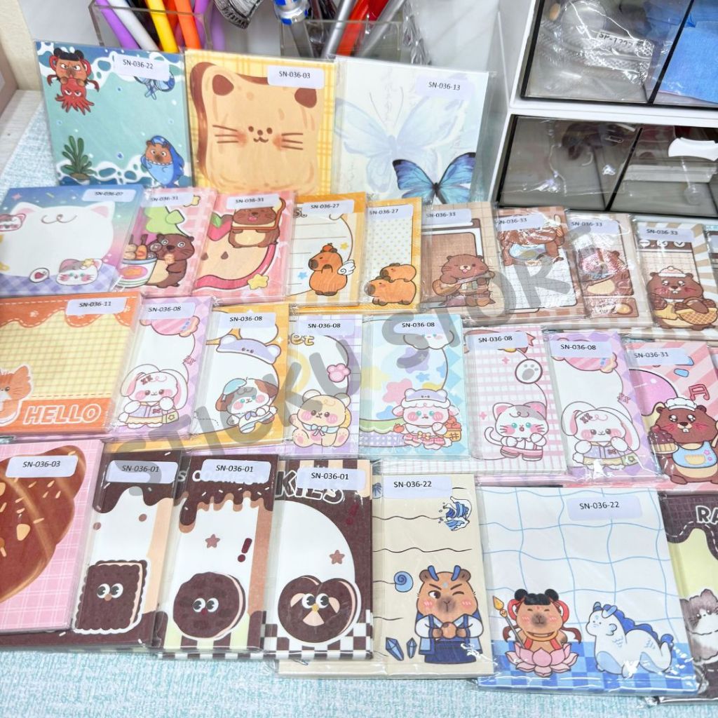 

Kertas Note (Non Sticky - isi 40 Lembar) Memo Pad Kertas Catatan Bergambar Lucu Capybara Nezha Nacha Butterfly Bear