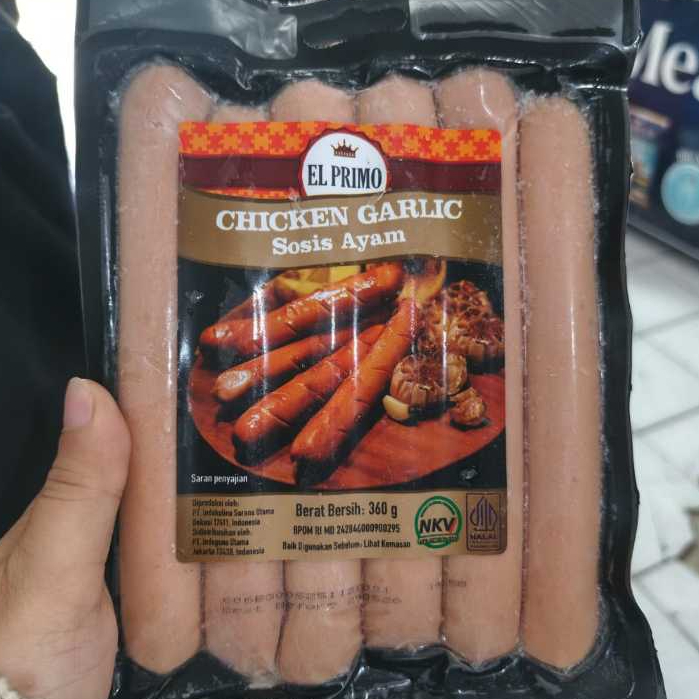 

El Primo Sausage Chicken Garlic 360gr isi 6pcs Sosis Ayam