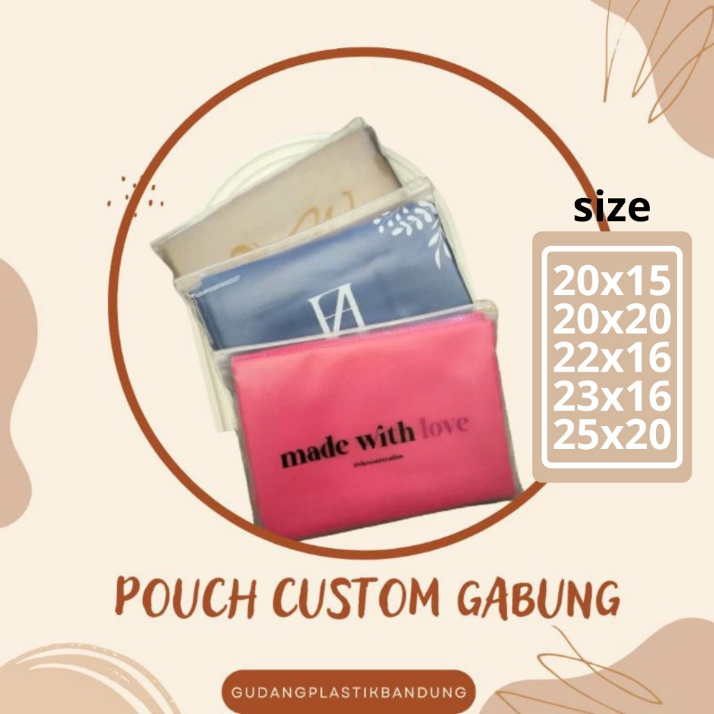 Zipper bag custom 500 pcs/ pouch make up pouch hijab pouch transparan pouch minii pouch travel