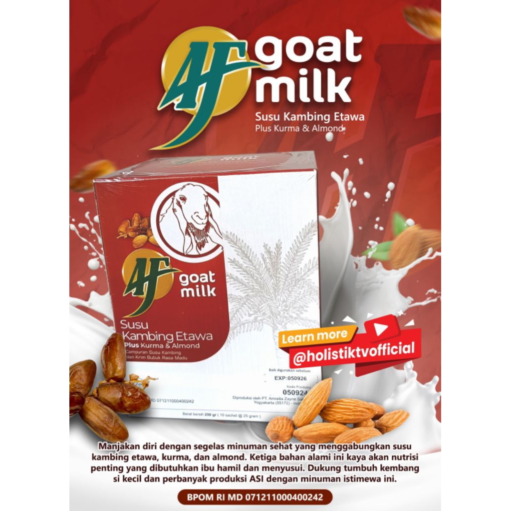

AF Goat Milk – Susu Kambing Etawa Almond & Kurma | Tambah ASI & Darah | 10 Sachet