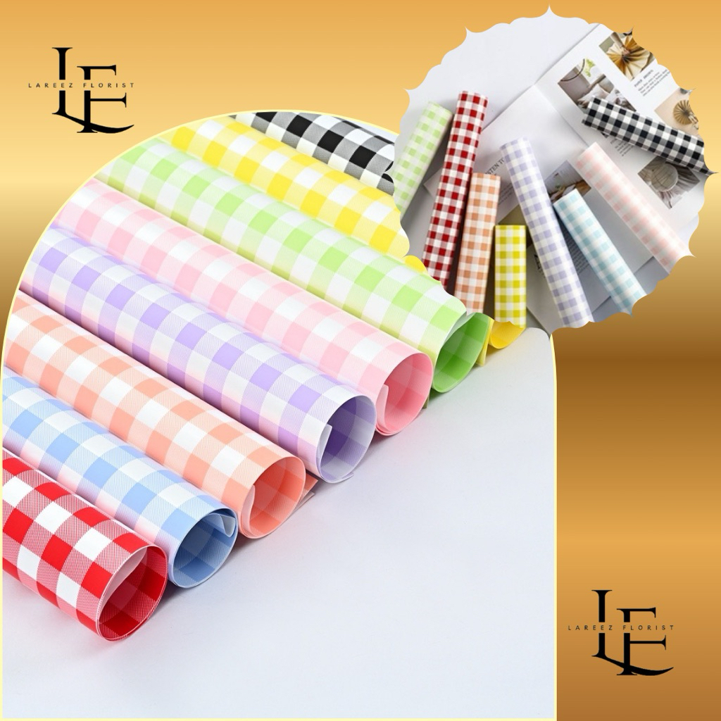 

[1 Pack Isi 20 Pcs] Kertas Bungkus Pembungkus Bouquet Bunga Warna Kotak Kotak Anti Air