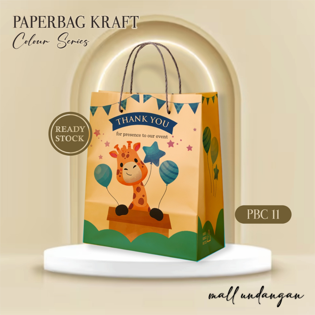 

(12 PCS) PAPER BAG MOTIF WARNA PAKET LUSINAN - TAS SOUVENIR PERNIKAHAN COLOUR READY STOCK PBC 11