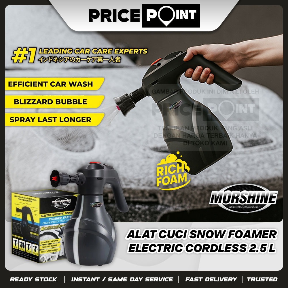 Snow Wash Spray Foamer Alat Pembuat Shampo Salju Cordless Elektrik MORSHINE