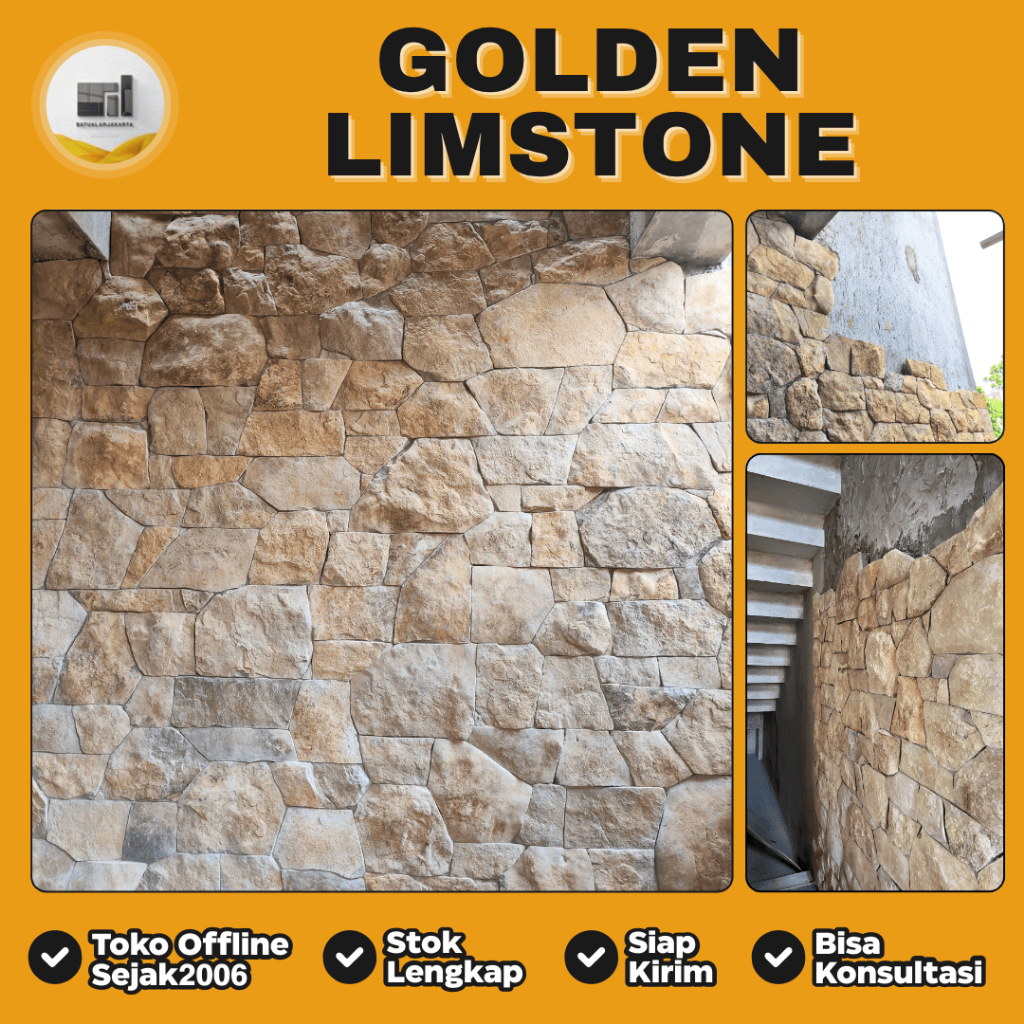 Batu Alam Golden Limestone Cocok Untuk Dinding