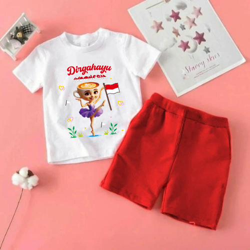 HokiKidz Setelan Anak laki-laki dan Perempuan Untuk 2-11 tahun motif HP042/Balerina Bendera