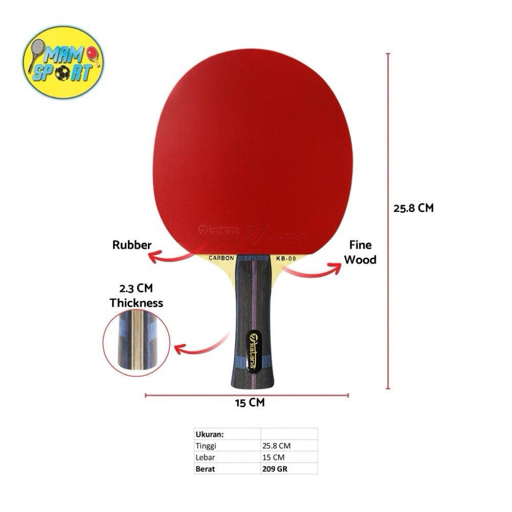 Bet Pingpong Tenis Meja KATANA KB-08 Plus Hard Cover Original