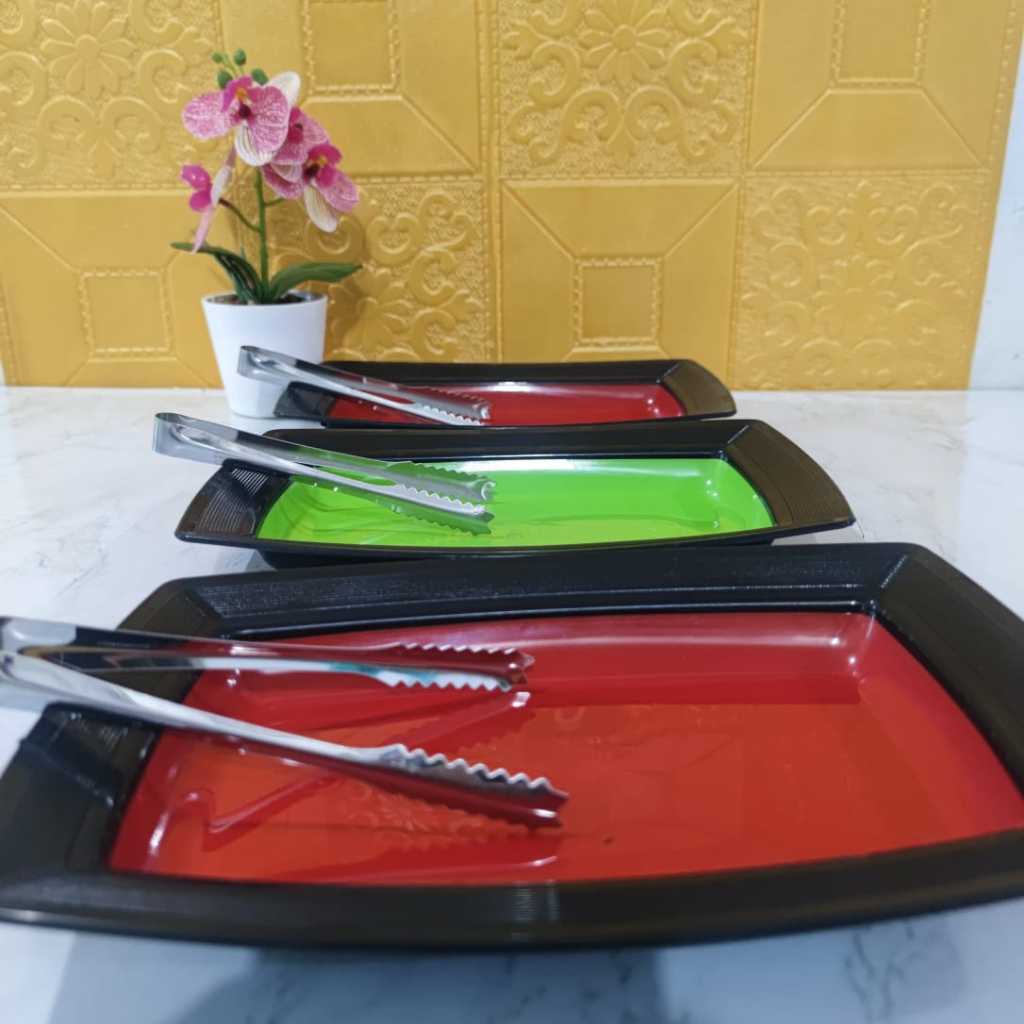 PALING MURAH  NAMPAN HITAM KOTAK PLASTIK 3Pcs+Jepitan Penjepit Capitan Es Batu Multifungsi Besi Stai