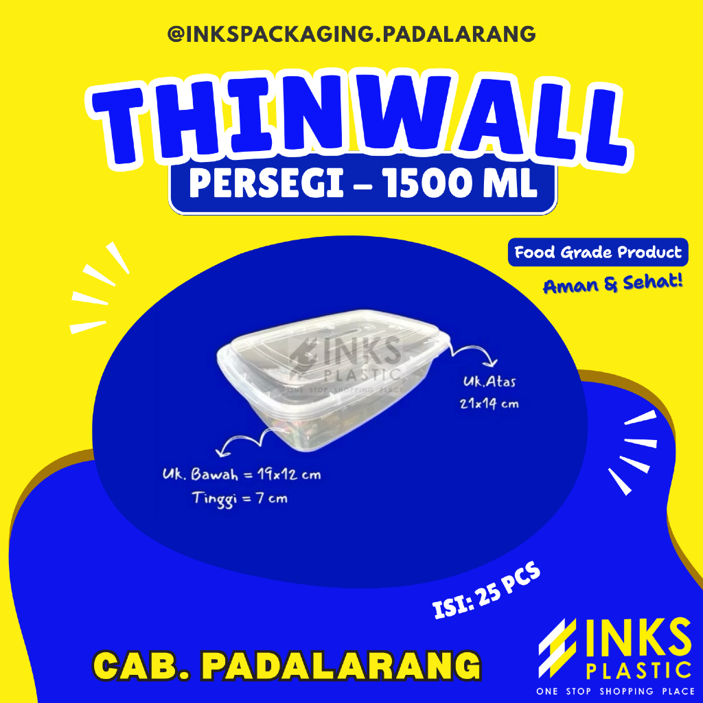 THINWALL PERSEGI PANJANG 1500 ML RECTANGLE 1500ML