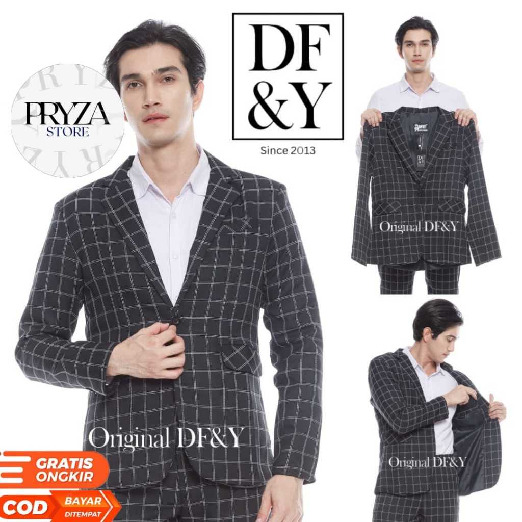 PRYZA Jas Blazer Pria Dewasa Tartan Kotak Model Terbaru Terpopuler Termurah Slimfit Formal Casual Mo