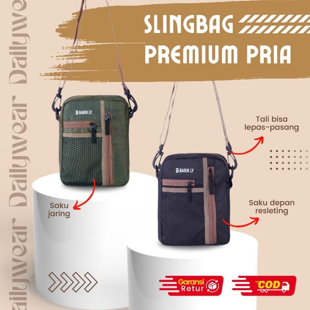 Tas Slempang Pria Kecil Kekinian Anti Air | Slingbag Cowok Bahan Cordura Kuat Muat HP & Dompet | Web
