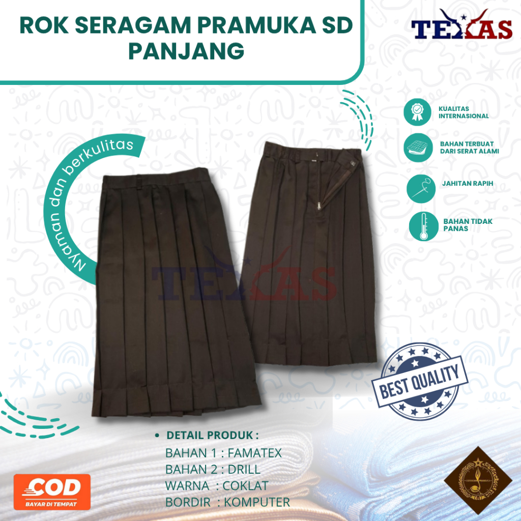 ROK PRAMUKA SD | ROK PRAMUKA PANJANG SD | ROK PRAMUKA MURAH BAHAN PREMIUM