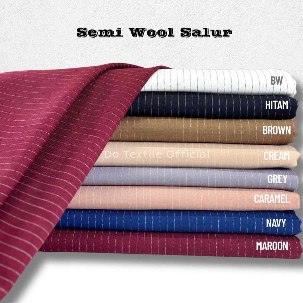 KAIN BAHAN SEMI WOOL GARIS SALUR STRIPED