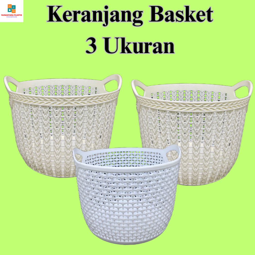 Keranjang Anyaman Serbaguna Multi-Strata Warna Abu-abu – MR.DIY Style - 3 Ukuran