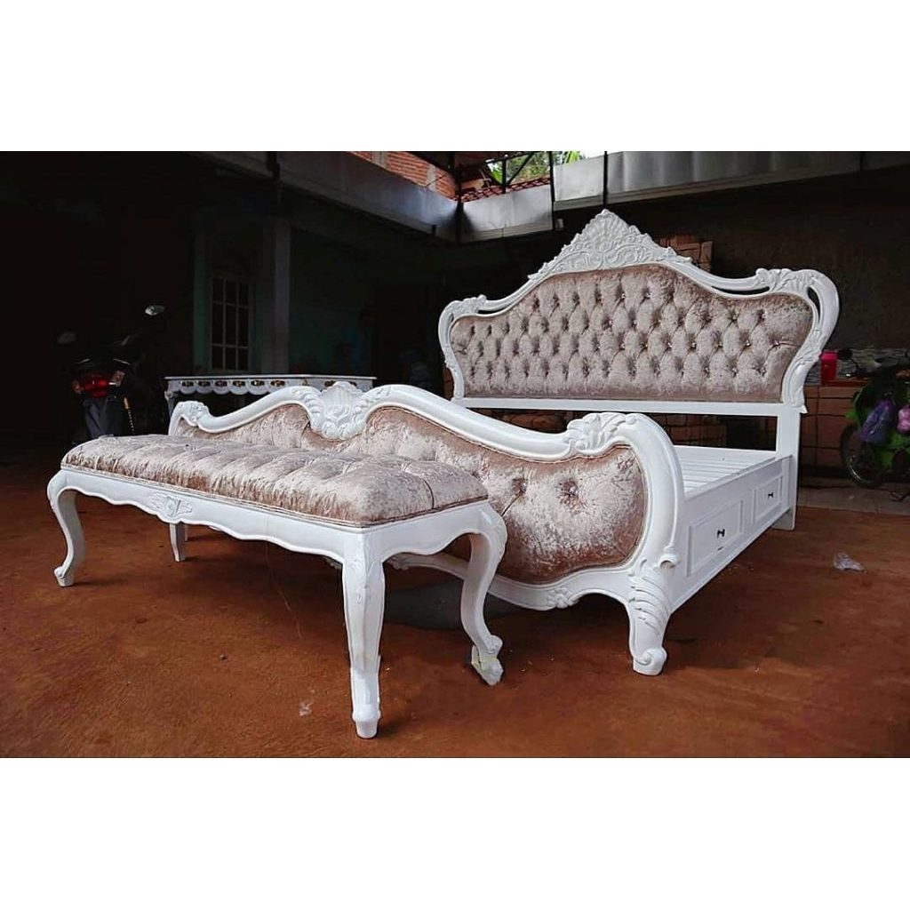 Set Dipan Jok dan Kursi Jok Kayu Jati / Tempat Tidur Jok Kayu Jati Jepara / Dipan Tempat Tidur aesth