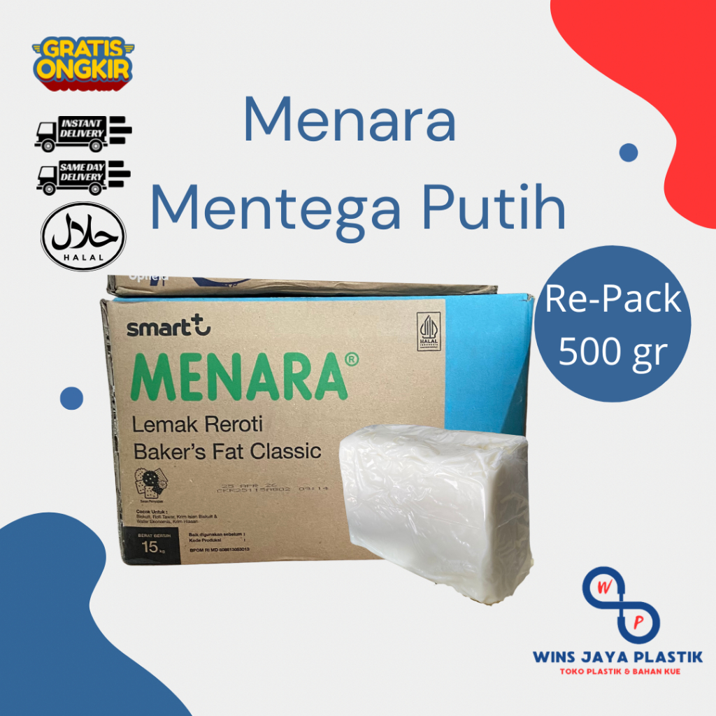 

Mentega Putih Menara 500gr | Menara Shortening Baker's Fat Re-Pack 500gr