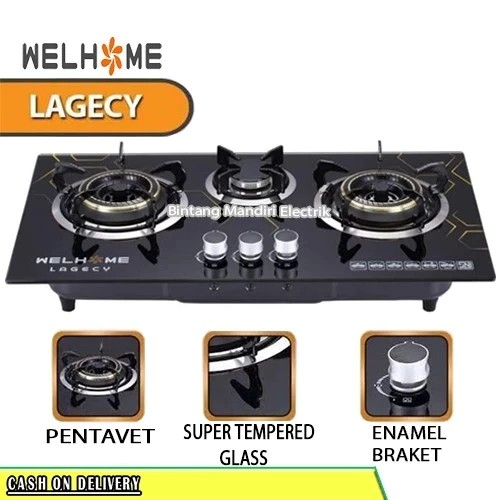 Kompor Gas Tanam Welhome Lagecy 3 Tungku / Kompor Gas Tanam 3 Tungku