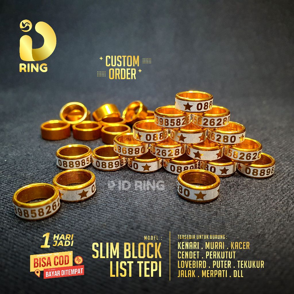 ID Ring | Slim Per 15 Pcs | Ring Burung Costome - Khusus Merpati, Perkutut
