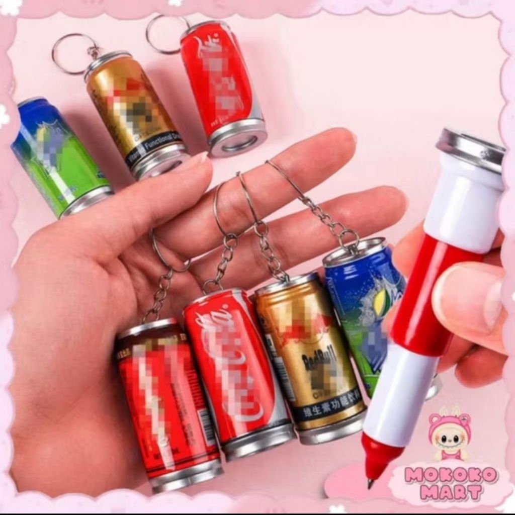 

pulpen gantungan kunci bentuk minuman / pulpen karakter.