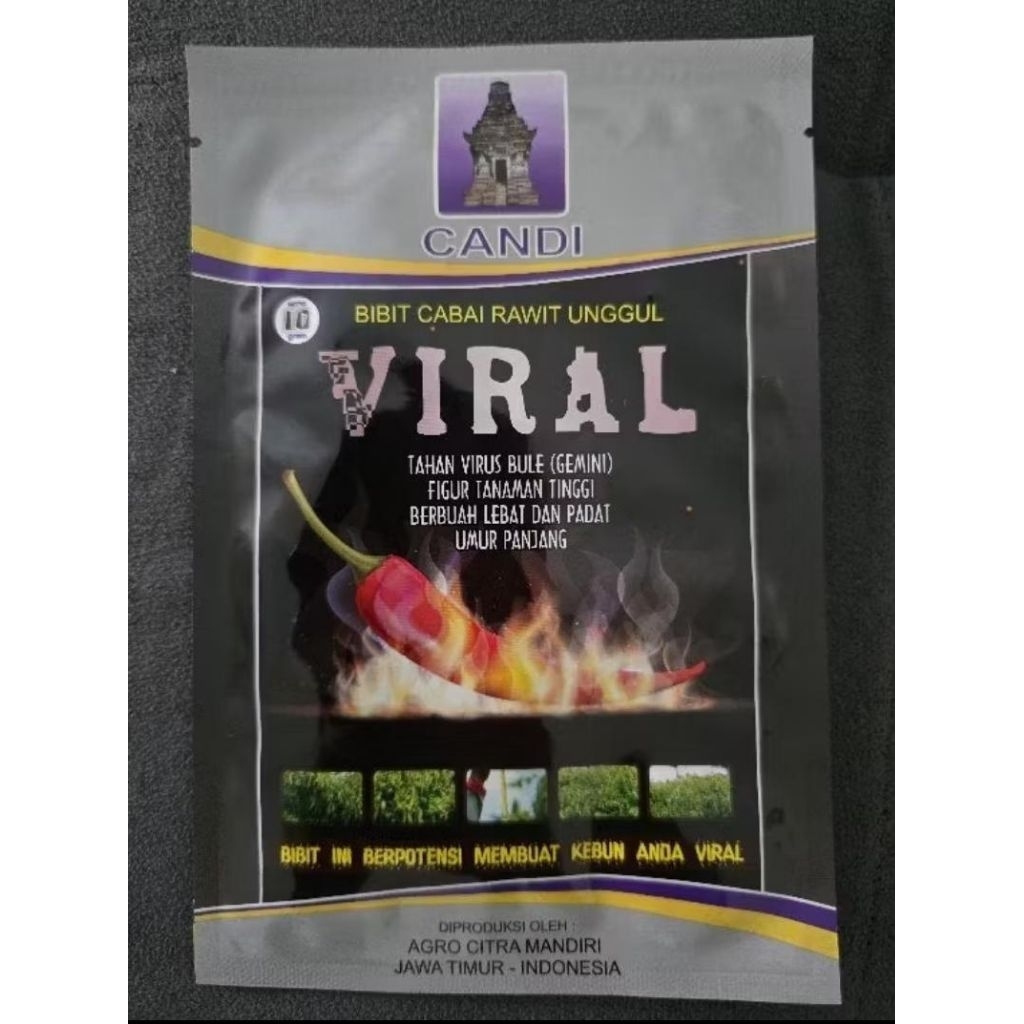 Benih Cabe Viral  10gram Cabe Rawit viral 10gram Cap Candi tahan penyakit Cabe Setan Super Pedas