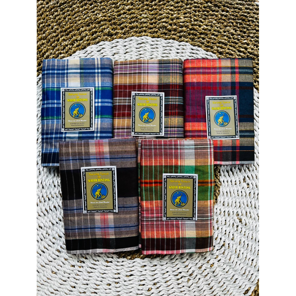 sarung gajah bintang warna dan corak memikat  motif kotak atlas isi 1 kodi (20 pcs) warna random