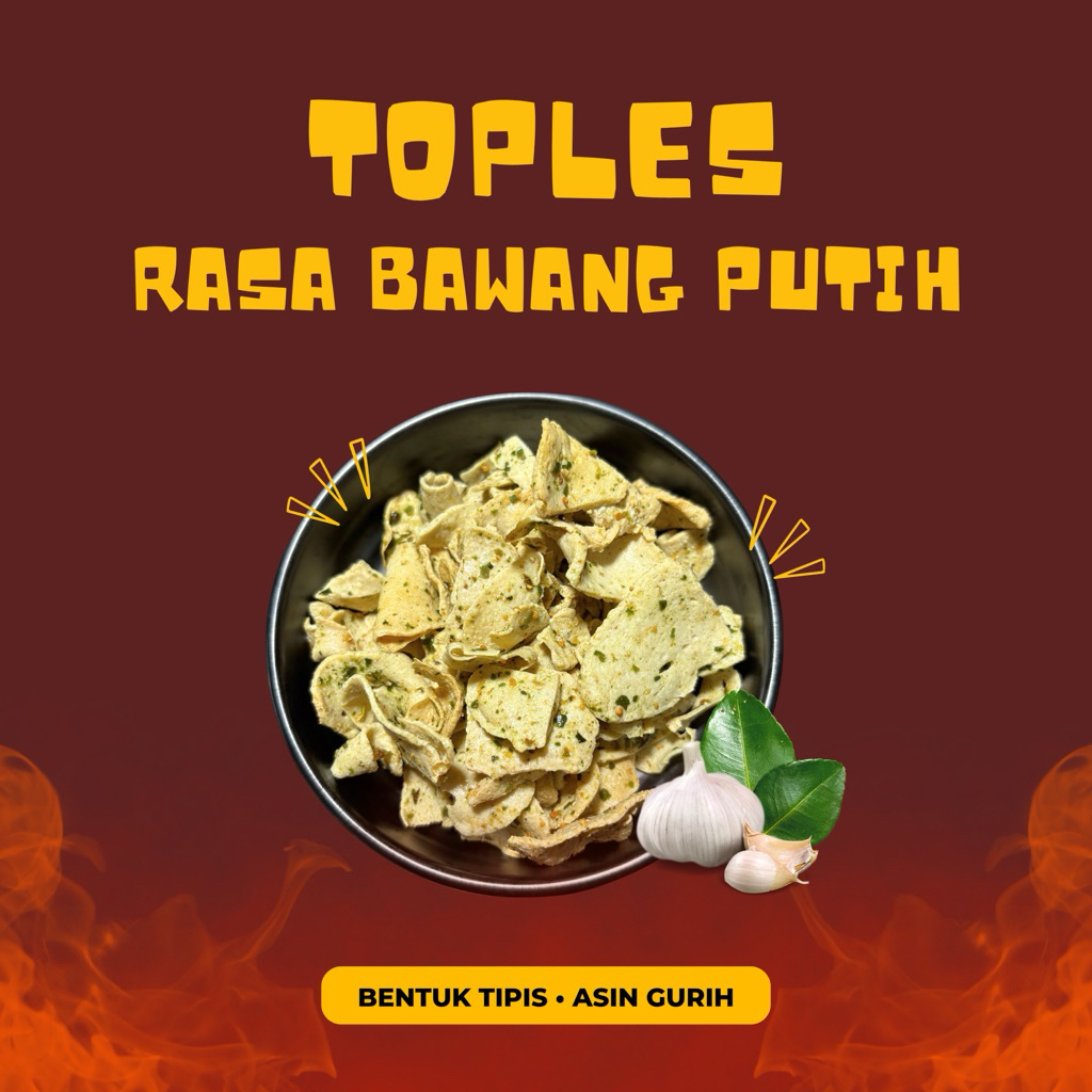 

BEBASRENGAN Kemasan Toples 800 ml Keripik Basreng Original Rasa Bawang Putih Daun Jeruk