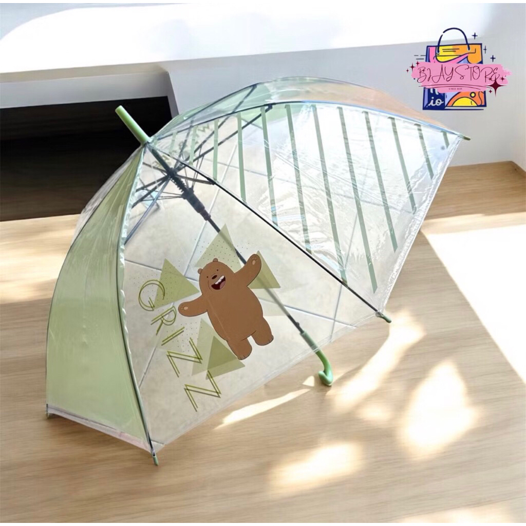 MINISO WE BARE BEARS GRIZZ TRANSPARENT UMBRELLA PAYUNG TRANSPARAN AESTETHIC