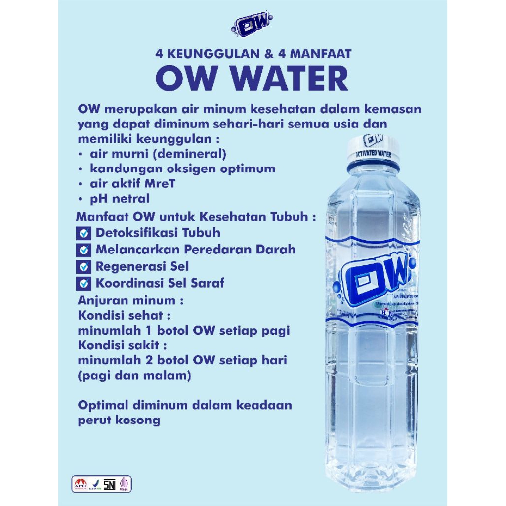 

AIR AKTIF OW WATER / OW WATER / AIR KESEHATAN / 25 botol