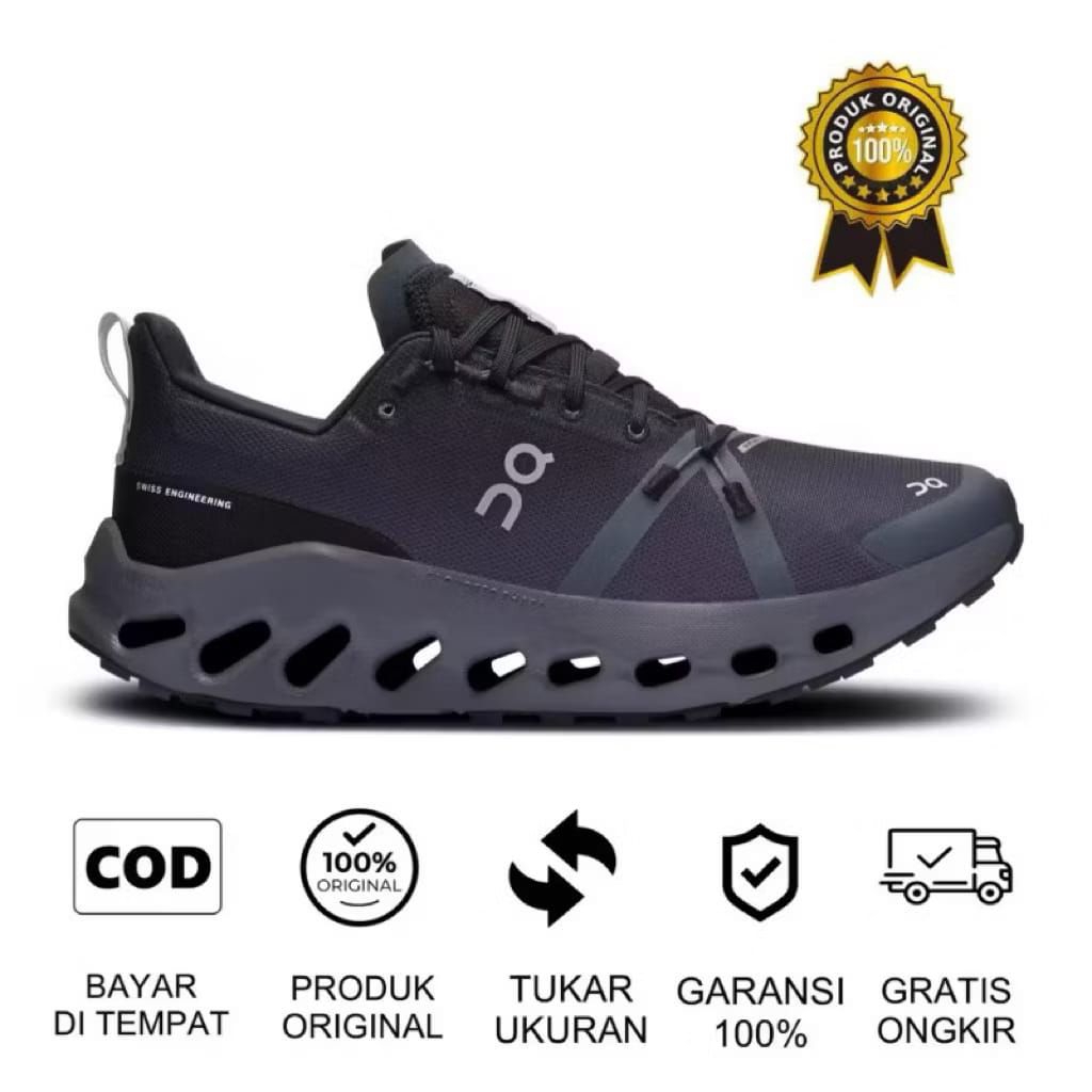 SEPATU RUNNING ON CLOUD SURFER BLACK ORIGINAL