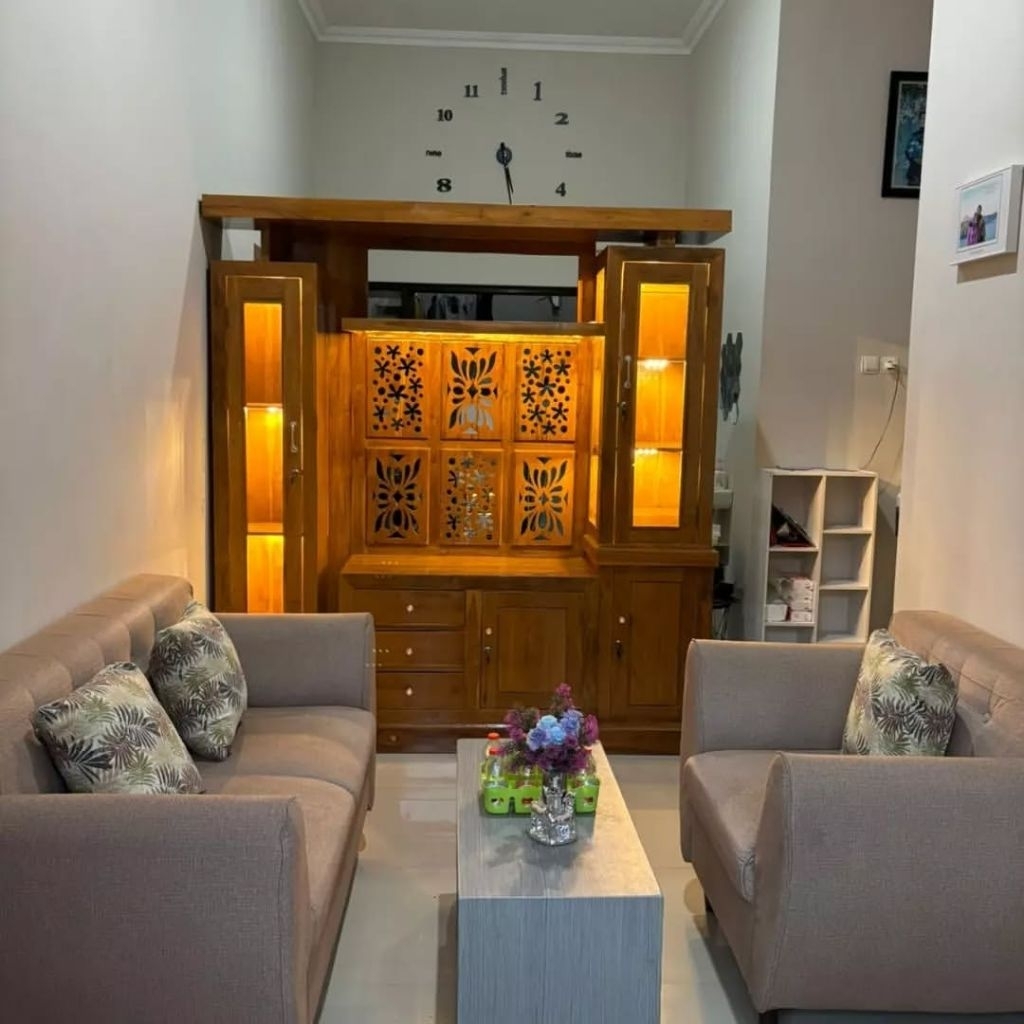 bufet tv sakura jati,bufet penyekat ruangan kayu jati ukuran 200x200