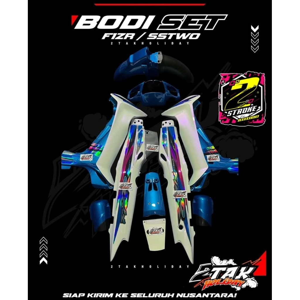 COVER BODY HALUS FULLSET YAMAHA FIZR FIZ R BODI SET FIZ R FIZR STRIPING HOLOGRAM WARNA BIRU CB DAN S
