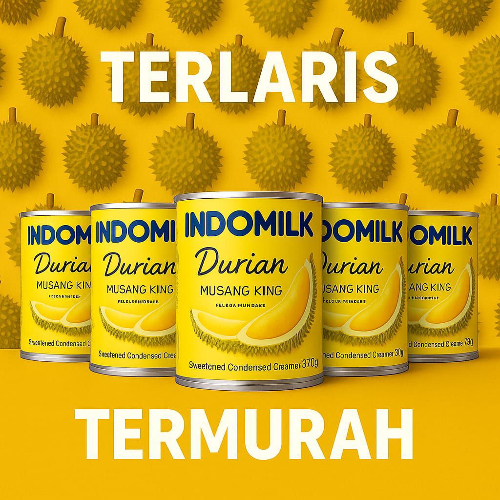 

Garansi Pilihan Shopee. 5 Kaleng Susu Kental Manis Indomilk Rasa Durian Musang King 370 gram