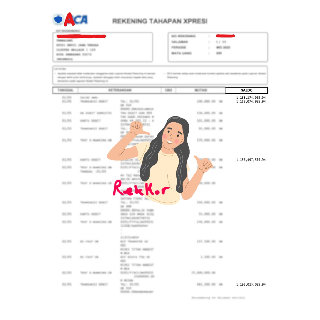 

Jasa Desain Template Rekening Koran Fiktif untuk Simulasi | Terjemahan Rekening Koran