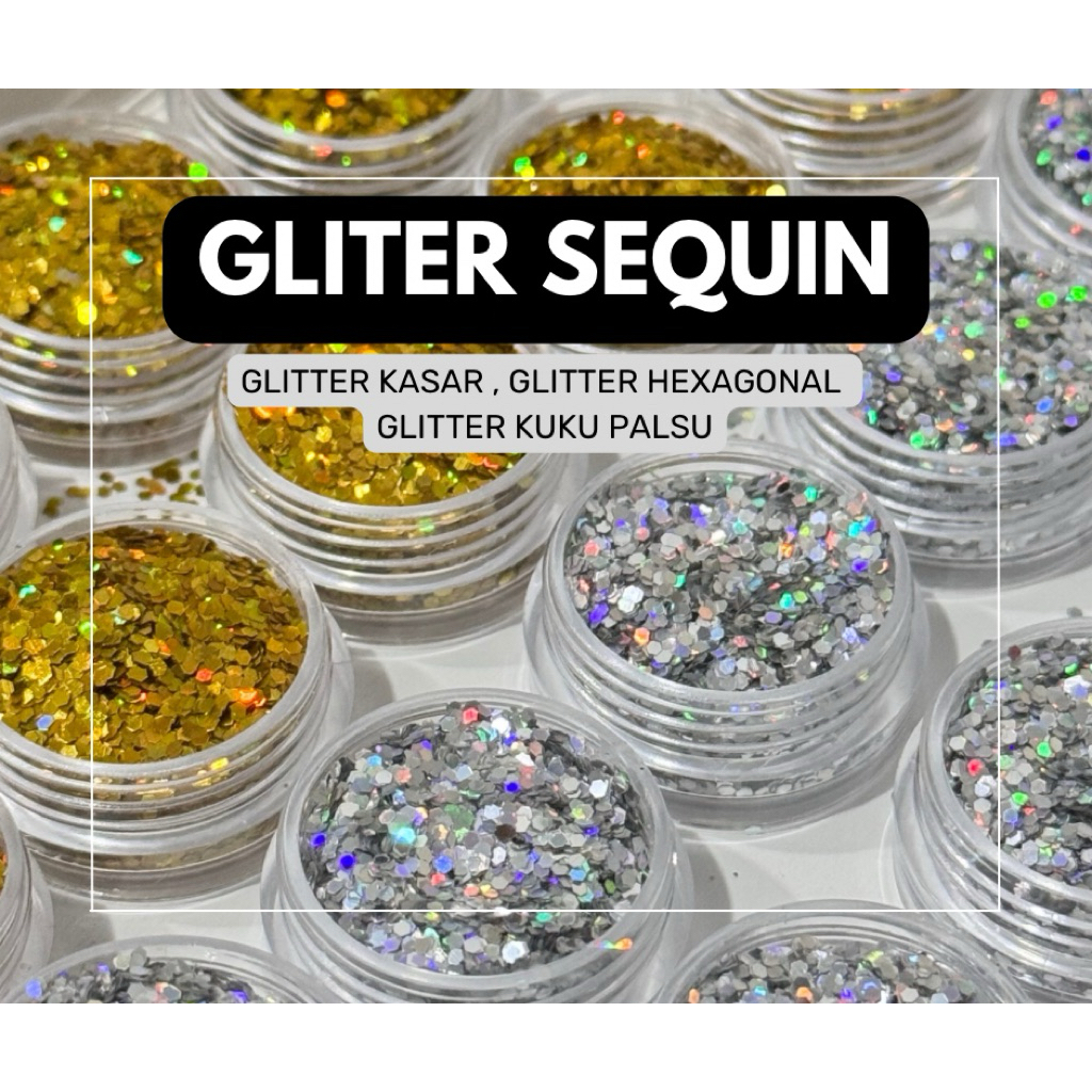 GLITTER SEQUIN NAIL ART GLITTER KASAR GLITTER HEXAGONAL GLITTER KUKU PALSU
