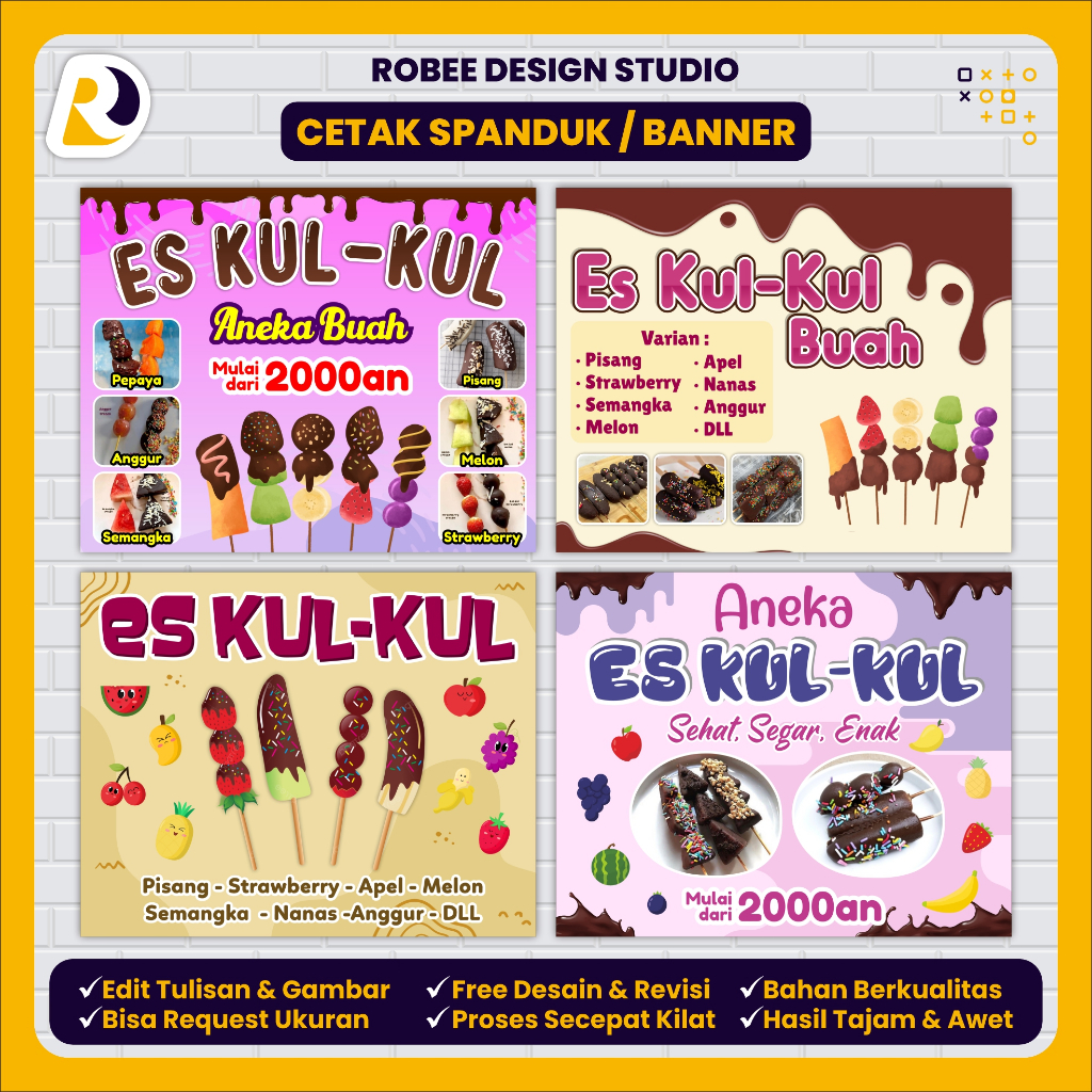 Spanduk Banner Es Kul Kul Buah / Sate Buah Cokelat