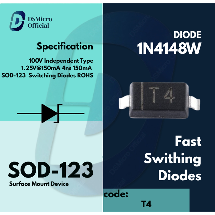 Diode 1N4148 SOD123 1N4148W T4 SOD-123 Switching Diode 1N4148 SMD