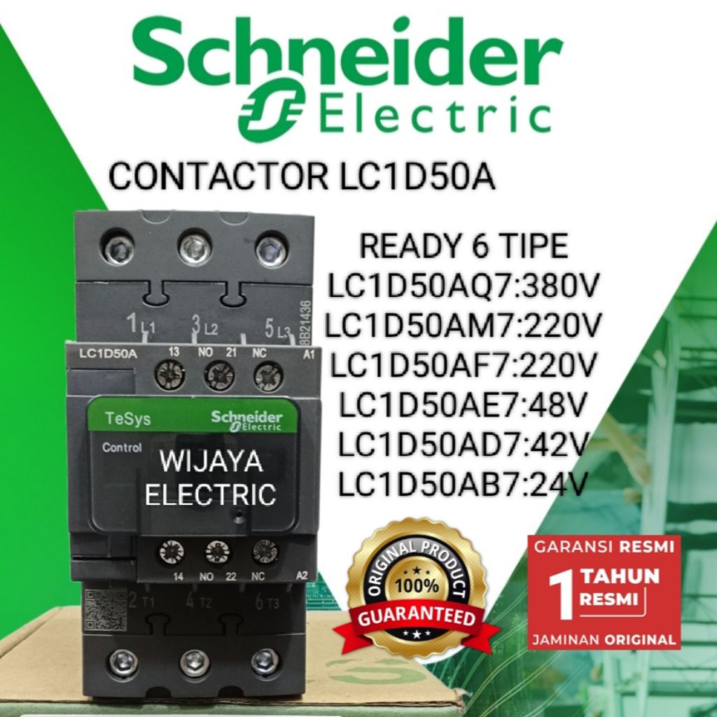 Kontaktor Contactor LC1D50D7 LC1D50AD7 LC1D50 42VAC 3PHASE SCHNEIDER original