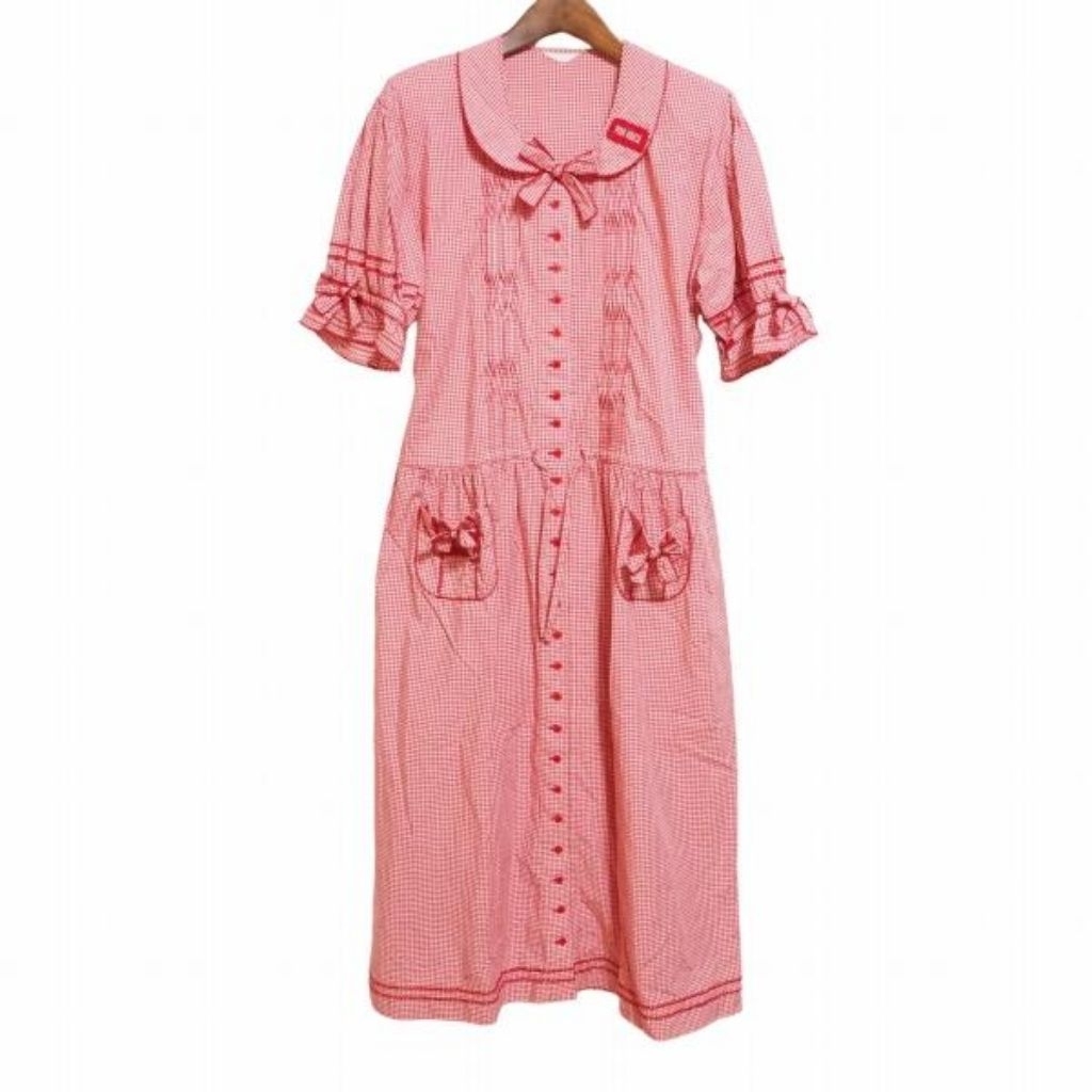 Pink House - Sage Green & White Gingham Dress