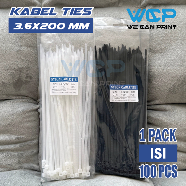 

Kabel Ties 3.6x200mm Nylon Cable Tie Hitam / Putih 20cm Insulock Ties Tis 20 cm 3.6 x 200 mm Insulok (isi 100 pcs)